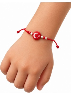 Uretti - Özlem 9422 7170 Türk Bayrağı Fimo Çocuk Bilekliği 23 Nisan 19 Mayıs Karne ve Okul Hediyesi - 5'li