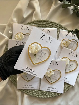 Zarif Souvenirs Gala Çiçekli Kalp Magnet 10 Adet Söz Hediyelik,nişan Hediyelik,nikah Hediyelik