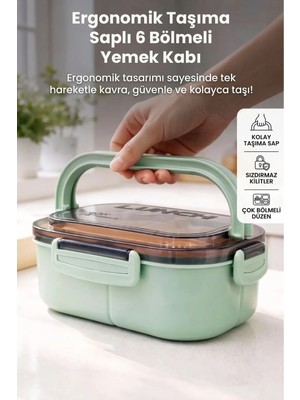Maison Luré 6 Bölmeli Taşınabilir Yemek Kabı Beslenme Kutusu Saklama Kabı