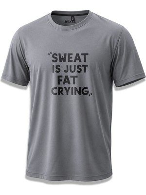 North Whiskers Sweat Is Just Fat Crying Baskılı Spor Tişört, Dry Touch Nefes Alabilir Koşu Tişörtü