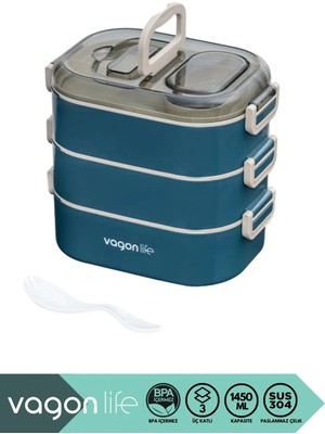 Maison Luré Üç Katlı 5 Bölmeli 1450ML Çelik Sefer Tası Yemek Kutusu Yemek Kabı