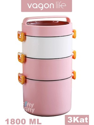 Maison Luré 3 Katlı Büyük Boy 1800 ml Ofis Okul Sefer Tası Yemek Kabı