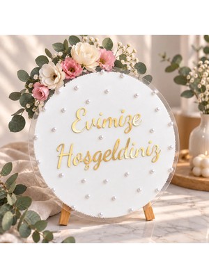 Zarif Souvenirs Evimize Hoşgeldiniz Yazılı Kapı Süsü Pleksi 30 cm