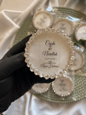 Zarif Souvenirs Sedefli Yuvarlak Magnet 10 Adet Söz Hediyelik Nikah Hediyelik Nişan Hediyelik
