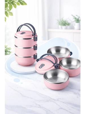 Maison Luré 3 Katlı Yemek Termosu Sefer Tası Saklama Kabı 1,8 Lt Yemek Kabı