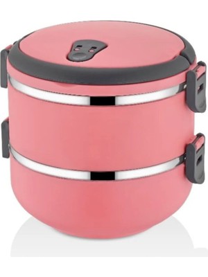 Maison Luré 2 Katlı Sefer Tası Yemek Termosu Pembe Yemek Kabı