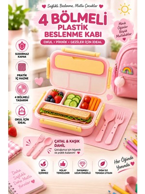 Maison Luré Çatal ve Kaşıklı 4 Bölmeli Çocuk Beslenme Kabı Yemek Kabı
