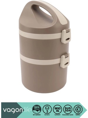 Maison Luré 1800ML 2 Katlı 4-6saat Termos Özellikli Çelik Sefer Tası Yemek Kabı