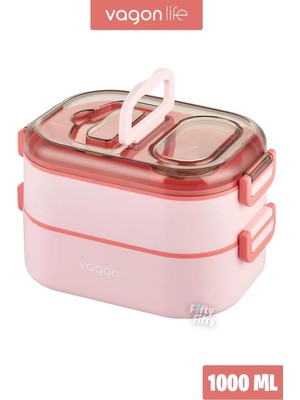 Maison Luré 1000 ml Iki Kat Üç Bölme Paslanmaz Çelik Bento Sefer Tası Yemek Kabı