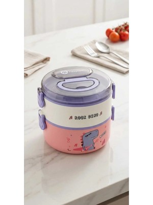 Maison Luré 2 Katlı Paslanmaz Çelik Beslenme Yemek Kabı Çatal Kaşık Yemek Kutusu