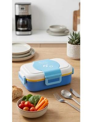 Maison Luré 500 ml Paslanmaz Çelik Yemek Kutusu Beslenme Kabı Lunch Box Çatal Ile Birli Yemek Kabı