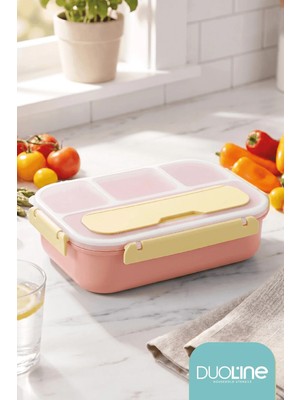 Maison Luré 4 Bölmeli Sızdırmaz Kapaklı Kilitli Çatal Kaşıklı Beslenme Kabı Yemek Kabı