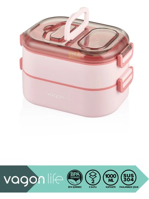 Maison Luré Çift Katlı 3 Bölmeli 1000ML Çelik Sefer Tası Yemek Kutusu Yemek Kabı