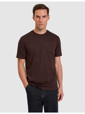 Pierre Cardin Koyu Kahverengi Regular Fit Basic Tişört 50335509 VR084