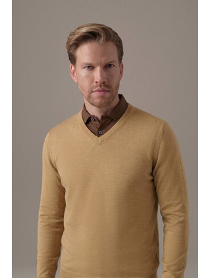 Hemington Extrafine Merino V Yaka Camel Triko