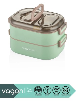 Maison Luré Çift Katlı 3 Bölmeli 1000ML Çelik Sefer Tası Yemek Kutusu Yemek Kabı