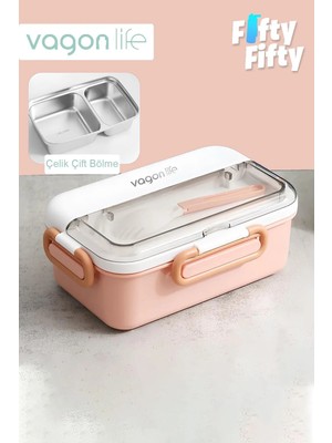 Maison Luré 900 ml Çift Bölme Bento Lunch Box Ofis Okul Sefer Tası Paslanmaz Çelik Yemek Kabı