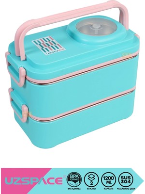 Maison Luré 2 Katlı 4 Bölmeli 1200ML Çelik Sefer Tası Yemek Kutusu Yemek Kabı