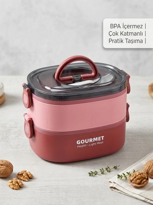 Maison Luré Gourmet Çift Kapaklı Iki Katlı Yemek Kabı,beslenme Kabı 304 Çelik