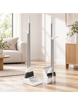 obido Cool Mop Corner Saplı Faraş Seti ”Beyaz” Katlanabilir Fırça Temizleme Taraklı Plastik Saplı
