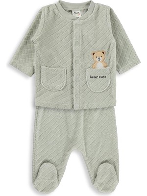 Civil Baby Ayıcık Nakışlı 1-9 Ay Pijama Takımı - Haki