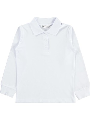 Civil Kız Çocuk Basic Polo Pike Badi | Polo Pike Uzun Kol Gömlek Yaka - Polo | Okul Kreş ve Günlük Kullanım - Beyaz