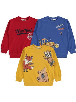 Civil Boys 3'lü Baskılı Basic 2-5 Yaş Sweatshirt
