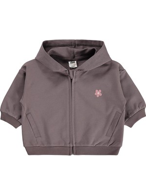 Civil Baby Çiçek Nakışlı Basic 6-18 Ay Hırka - Kahve