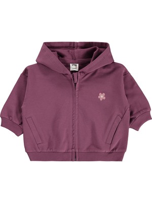 Civil Baby Çiçek Nakışlı Basic 6-18 Ay Hırka - Lila