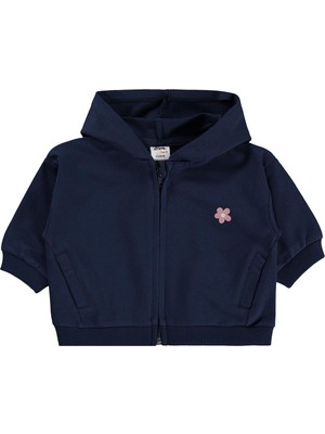 Civil Baby Çiçek Nakışlı Basic 6-18 Ay Hırka - Lacivert