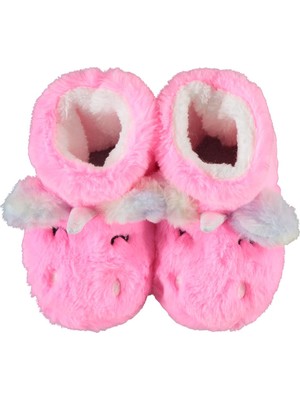 Civil Girls Civil Kız Çocuk Unicorn Figürlü Tabanlı Panduf | Pelüş | Okul Kreş ve Günlük Kullanım - Pembe