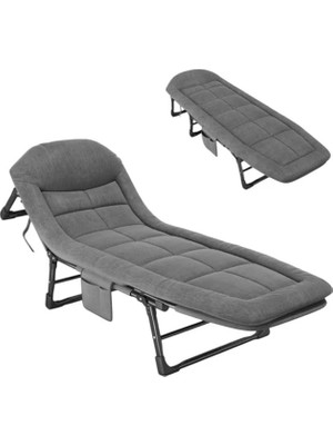 Sunup SN-26974 Taşınabilir Ayarlanabilir 5 Kademe Sünger Kamp Yatak Şezlong (Açık Gri)