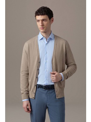 Hemington Ultrafine Merino Yünü Krem Triko Hırka