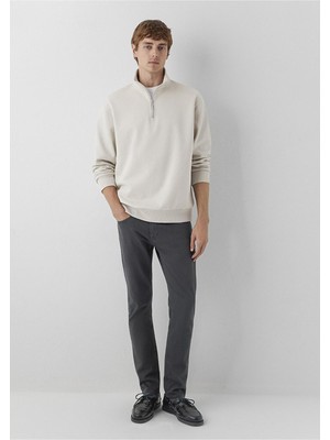 Mavi M0S10278-70144 Yarım Fermuarlı Sweatshırt Ay Taşı Beji Erkek Sweatshirt