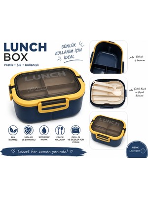 Maison Luré Bölmeli Lunch Box Sızdırmaz Kapaklı Çatal Kaşık Bıçaklı Yemek Saklama Kabı Yemek Kabı