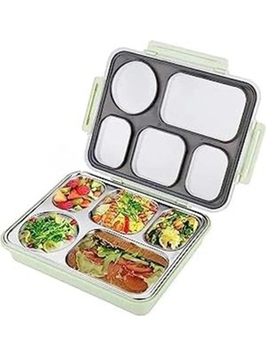 Maison Luré 1600ML Lunchbox Tek Katlı 5 Bölmeli Çelik Sefer Tası Yemek Kutusu Yemek Kabı