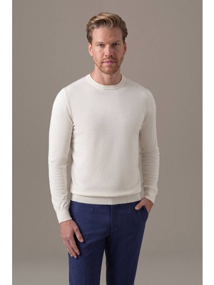 Hemington Extrafine Merino Bisiklet Yaka Beyaz Triko