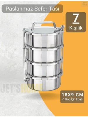 Maison Luré 4’lü Sefer Tası 18X9 cm Yemek Taşıma Kabı Paslanmaz Çelik Yemek Kabı