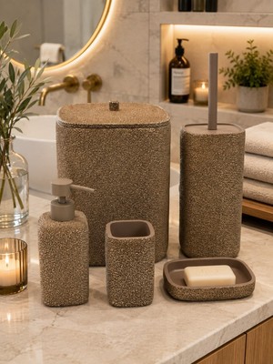 Onedekor 5 Parça Lüx Laduree Loren Brown Banyo Seti