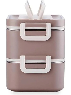 Maison Luré Sıcak Şık Kahverengi Sefer Tası, 2000 Ml, Pratik Dayanıklı Yemek Kabı