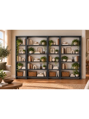 T Designo Zofi Çok Raflı Modüler Dekoratif Modern Kitaplık - Antrasit