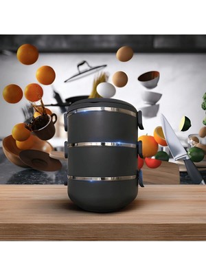 Maison Luré 3 Katlı Sızdırmaz Yemek Termosu Modern Sefer Tası Özel Seri Yemek Kabı