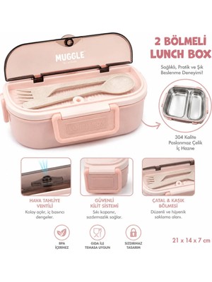 Maison Luré 2 Bölmeli Lunch Box Beslenme Kutusu – 304 Paslanmaz Çelik Hazne, Hava Tahli Yemek Kabı