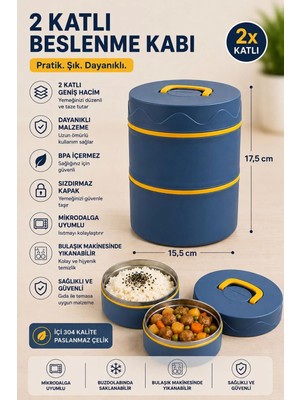 Maison Luré 2 Katlı Beslenme Kabı Sızdırmaz Kapaklı Yemek Saklama Kabı Yemek Kabı