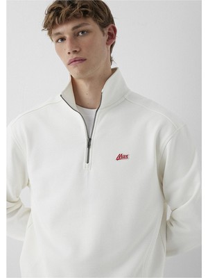 Mavi M0S10613-70057 Mavi Yarım Fermuarlı Sweatshırt Kırık Erkek Sweatshirt