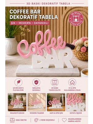Ognami Coffee Bar Dekoratif Masaüstü Tabela | 3D Baskı Modern Kafe ve Mutfak Dekoru