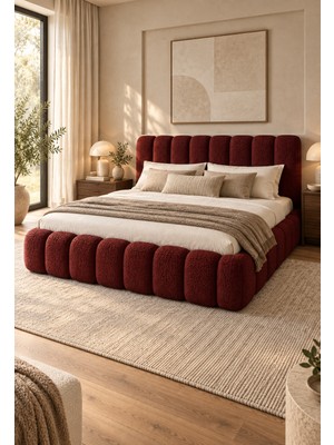 HMZ Paffi Modern Tasarım Bordo Tek Kişilik Karyola 120 x 200 cm - BUKLE17