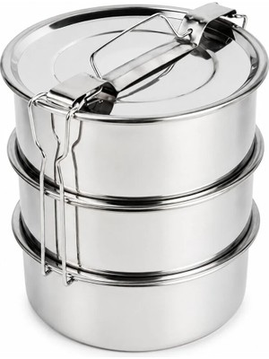 Maison Luré 3lü Çelik Metal Sefer Tası Taşıma Kulp Yemek Kabı