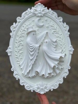 Szd Design Hayalet Çift Figürlü Dekoratif Oval Duvar Panosu Romantik Gotik Duvar Dekoru Kabartmalı Duvar Aksesuarı