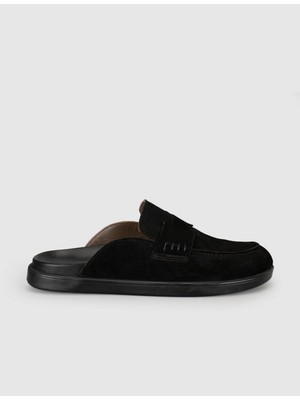 Cabani Hakiki Deri Siyah Erkek Loafer Terlik